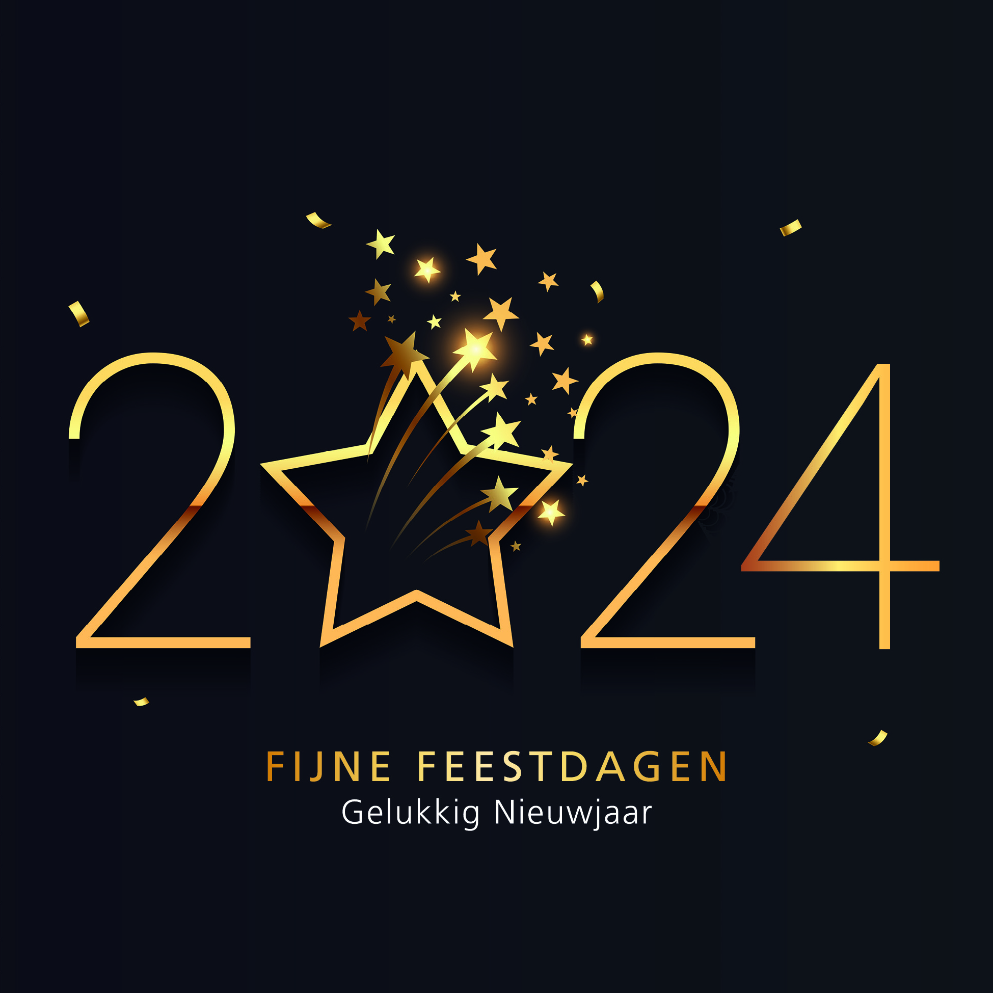 Kerstkaart 2024 met gouden ster Kaartjescentrum